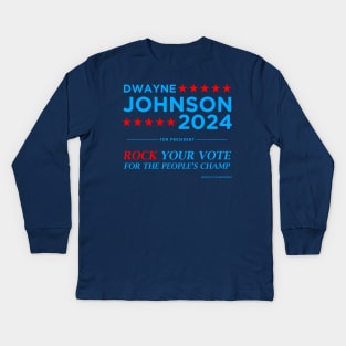 Vote The Rock 2024 President Dwayne Johnson Election (blue) Kids Long Sleeve T-Shirt